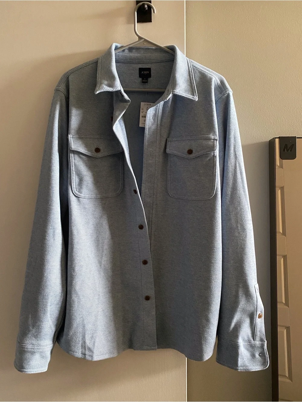 J. Crew Double nit Work Men's Button-Down Shirt Jacket Light blue